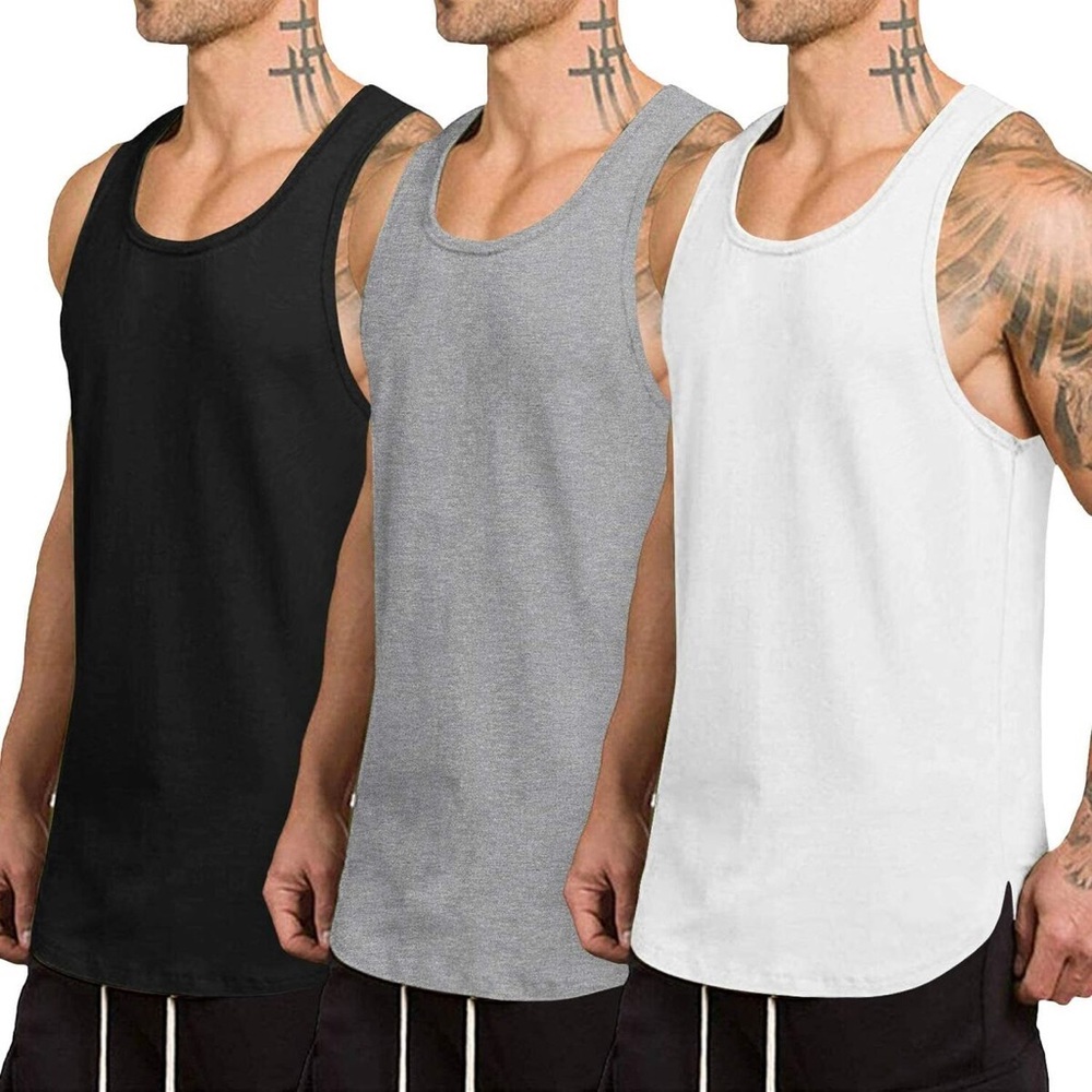 NWT COOFANDY Men's 3 Pack Quick Dry Workout Tank Top Gym Muscle Tee Size Large